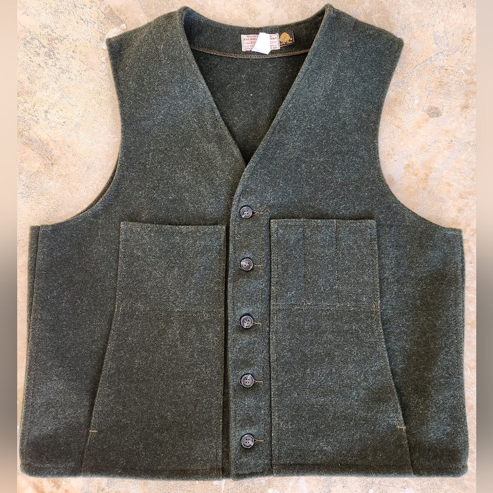 FILSON Style 20 Mackinaw Wool Vest Jacket Green USA Size 50 - 2XL